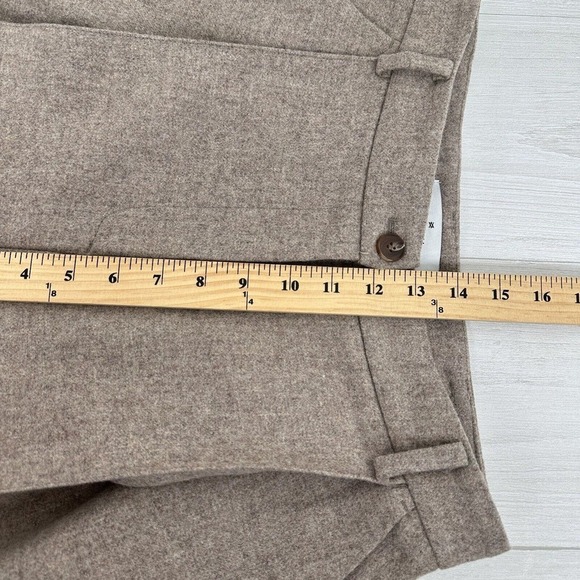 Ava Molli Women Wide Leg Trouser Pants Medium Khaki 100% Wool Pleated High Rise - Picture 13 of 15